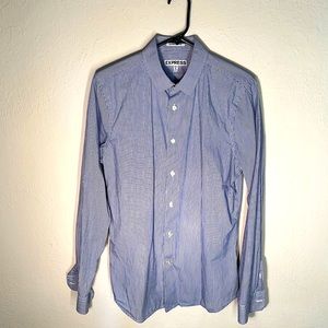 Express, Medium, Blue and White Striped Shirt